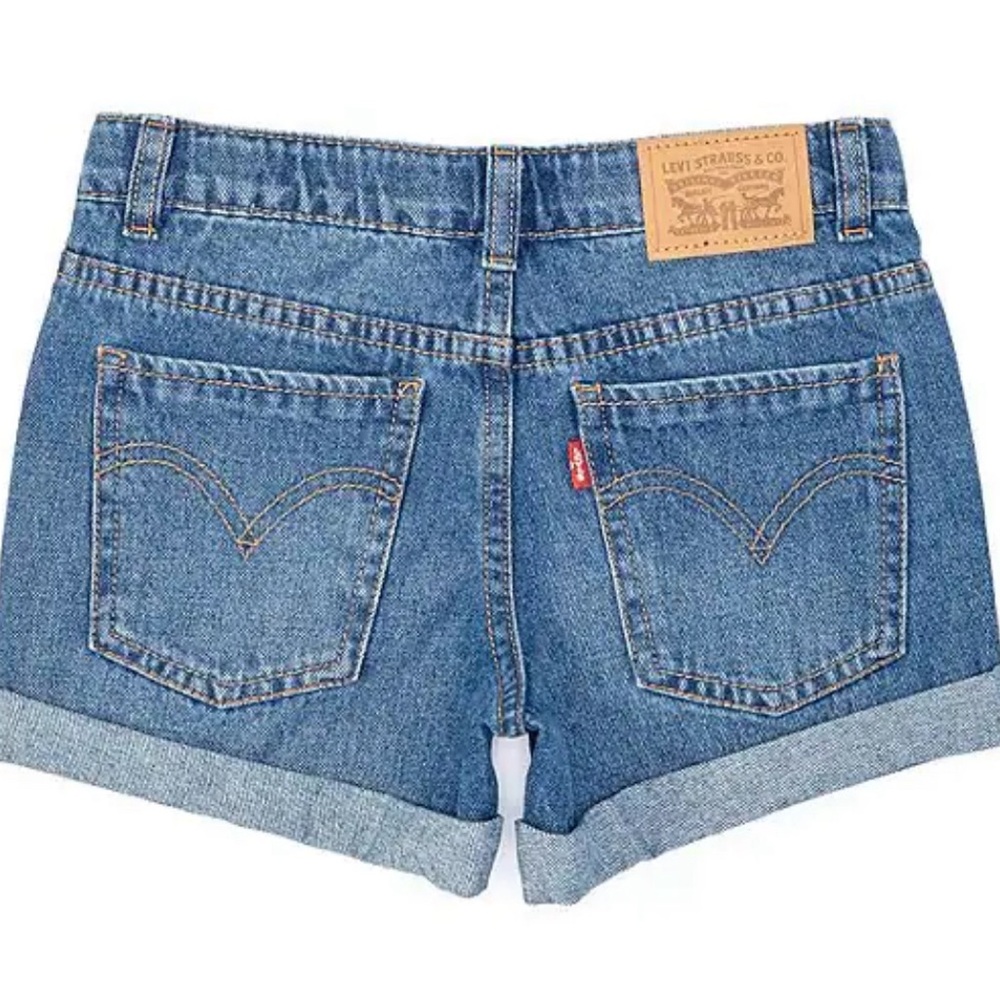 Levis Girlfriend Shorty Short Shorts, Blue Denim, Girls Size 12 Reg